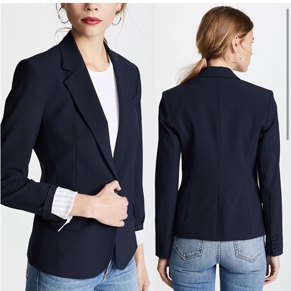 • Theory • Women’s Gabe N Edition Blazer One Button Wool Navy Blue 0 - Picture 2 of 5